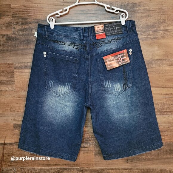 Vtg Brooklyn Express Baggy Shorts Tag 42 Measures 40 Embroidered Streetwear NWT - Picture 2 of 12